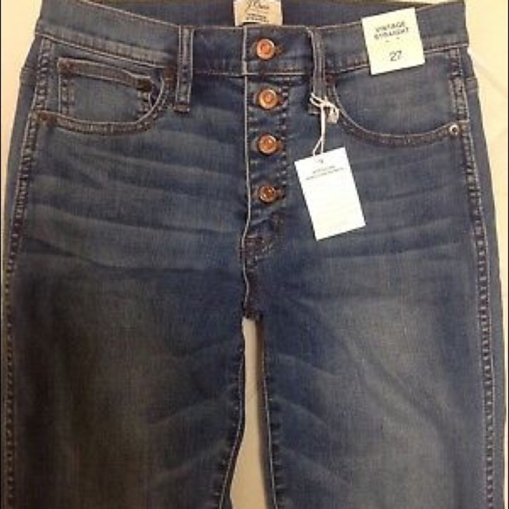 NWT J. CREW JEANS size 27 HIGH RISE DISTRESSED RAW
